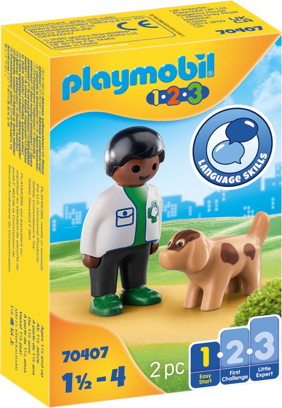 PLAYMOBIL 1.2.3 Dierenarts met hond - 70407