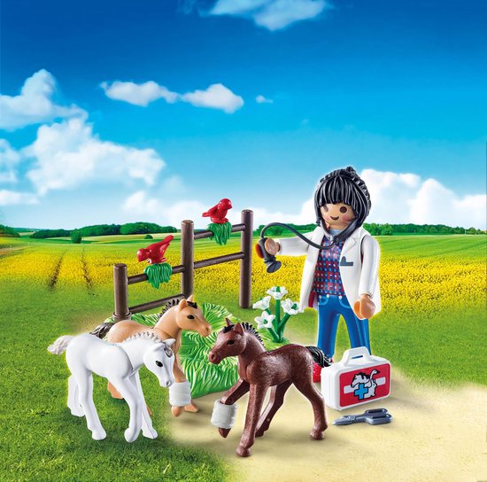 PLAYMOBIL Dierenarts met veulens  - 9207