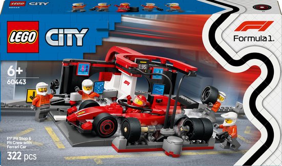 LEGO City F1 pitstop en pitcrew met Ferrari auto - 60443