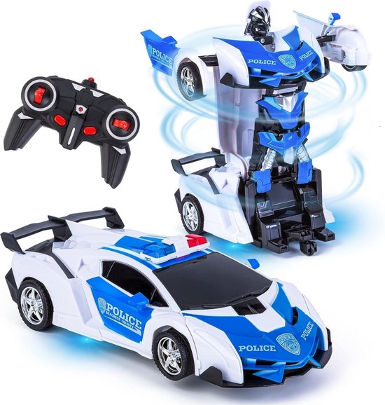 Jojoy 2-in-1 RC Auto en Robot – Bestuurbare Auto met Afstandsbediening – Radiografisch Bestuurbare Transformer Speelgoed voor Kinderen - ROBOCAR police