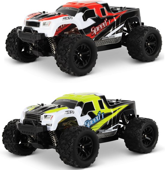 Blij'r Speed'r - RC Monster Truck 1:18 4WD RTR met Extra Accu 40km/h - Rood - Met Extra Kap