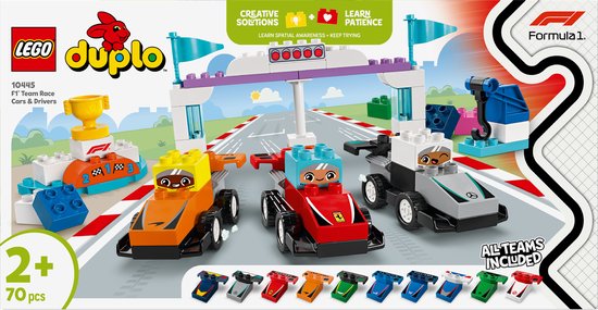 LEGO DUPLO Stad F1® team racewagens en coureurs - 10445