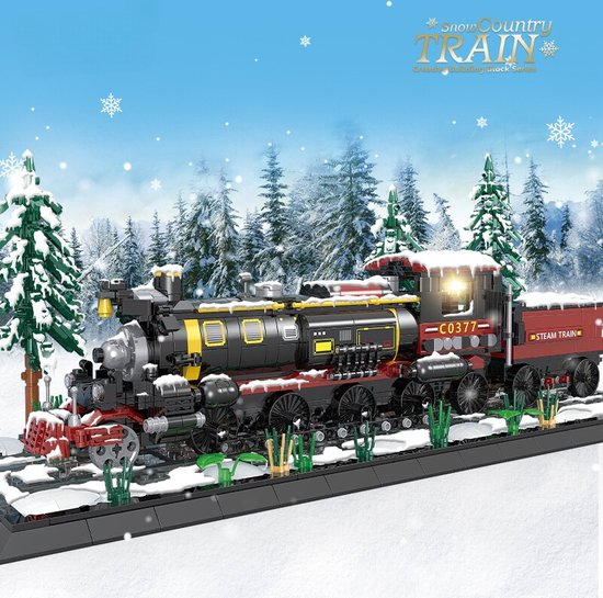 Christmas Train building blocks - Kersttrein Bouwset - Winterwonder Trein Bouwset - Magisch kerstcadeau - Creatief Bouwspeelgoed - Compatibel met LEGO – Educatief STEM Speelgoed - 1232 Stuks