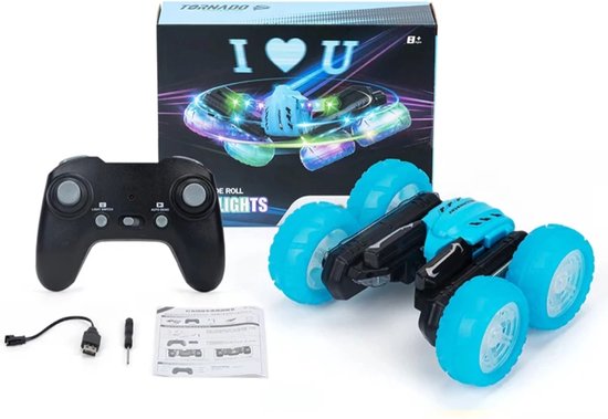 RC stuntcar - RC auto - RC met led - Afstand bestuurbare auto - RC stunt auto - Blauw