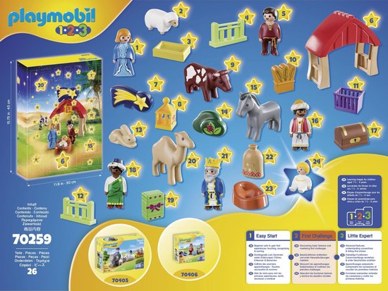 PLAYMOBIL Christmas 1.2.3 Adventskalender "Kerststal" - 70259