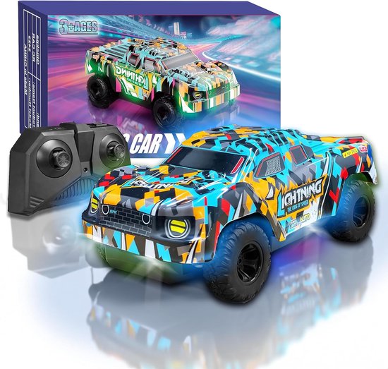 Afstandsbestuurbare Auto, 1/24 Mini RC Auto voor 3-14 Jaar, 2.4GHz RC Truck met Batterij, 2 Snelheden 10 en 15 km/h, Auto Speelgoed Cadeau voor Jongens Meisjes 3-10 Jaar, Kinderspeelgoed