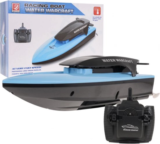 Playos® - RC Boot - Blauw 2.0 - op Batterij - 2.4 GHz Afstandbediening - Bestuurbare Boot - Buitenspeelgoed - Waterspeelgoed