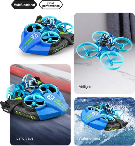 Bestuurbare Boot - Drone - RC boot - Robot Speelgoed - Bestuurbare Auto voor Jongens - Bestuurbare Vliegtuig - Automatische Landing - USB - 3 in 1 - Bestuurbare Robot voor Kinderen