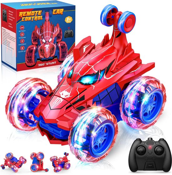 Auto Speelgoed – Monstertruck 360° Spin RC-auto - Ultiem Draaiend Monstertruck Avontuur voor Kinderen van 3 tot 9 jaar - USB Oplaadbaar - 2,4 GHz Draadloze Technologie - Rood