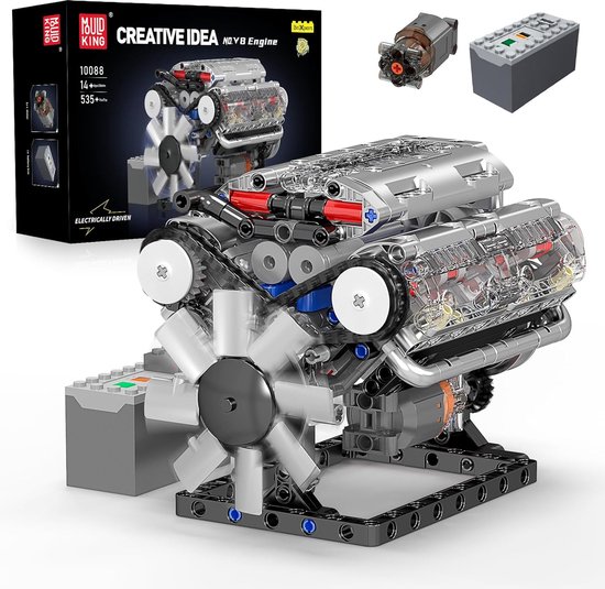 Mould King - 10088 - Technic V8 formule 1 motor | Speed champions modelbouw | Creator classic bouwpakket | Technische speelgoed ideas voor expert volwassenen & kinderen | 535 bouwstenen modelbouw (compatibel met lego , sluban of mega bloks)