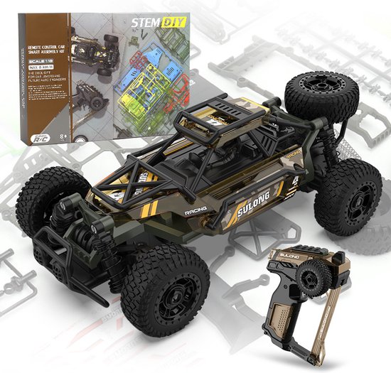 Fuegobird 1：18 Met afstandsbediening RC DIY speelgoedauto - 2.4 G - monteren -  bruin