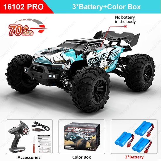 SPARK JOY® - RC Monstertruck - Afstandsbestuurbare Auto - RC Auto - 4WD Voor Off Road - 70 KM/H - Met Led Verlichting - Groen/Zwart