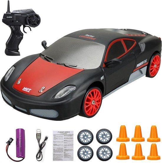 DrPhone RCZ3 – High Speed Drift RC Auto - 2.4 Ghz - 3.7V 500mah – LED Licht – 15 KM/H – Vierwielaandrijving – Zwart/Rood