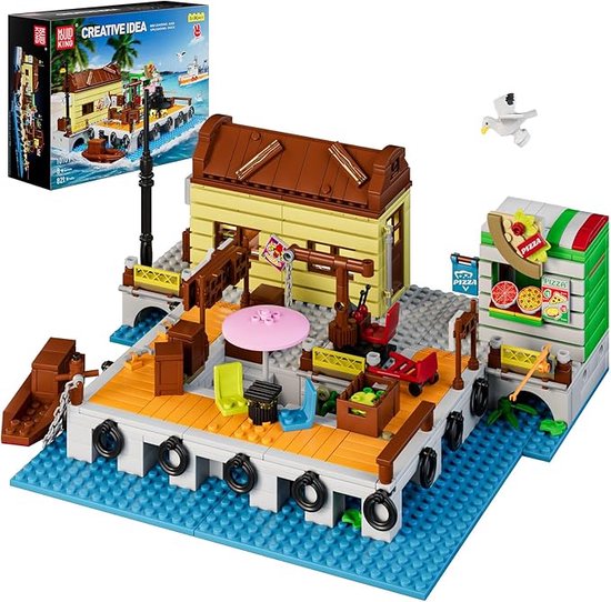 Mould King 10109 Visserskade - Huis - Pizza - Speelgoed - Bouwpakket - Compatibel met Lego - Creatief - 821 Pcs