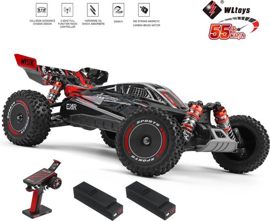 Wltoys 124010 Inclusief 2 Accu's - Snelle RC Auto - RC Voertuig Volwassenen - Off Road Buggy - Radiografisch Bestuurbare Racewagen - RC Car