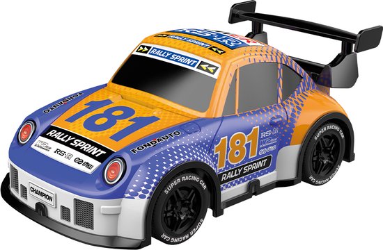 WonkyCars - Rally Car Thunder Light – 27 MHz - LED verlichting - Radiografisch bestuurbare race auto met Verlichting (1:24) - Paars/Oranje