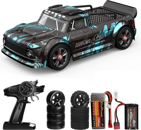 MJX Hyper GO 14301 met Brushless Motor - Inclusief 1 Extra 3S Accu en Oplader - Snelle RC Drift Auto - RC Voertuig Volwassenen met Extra Reserve Wielen Set