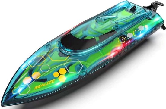 Revolt RC Boot met Verlichting - Afstandsbestuurbare Illuminator Q7 High Speed Boat - Syma Speedboot - USB-Oplaadbaar