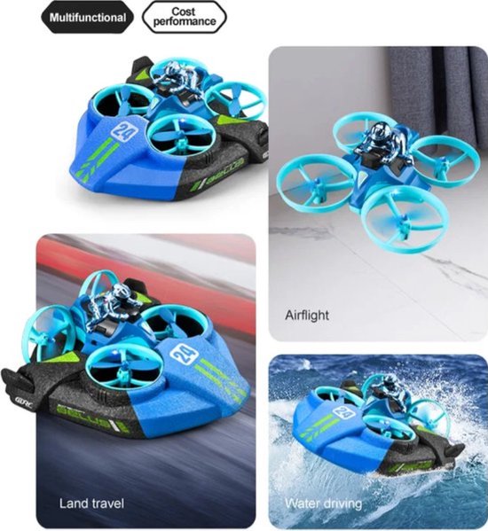 Carlovo Bestuurbare Auto - RC Auto - 3 In 1 Bestuurbare Robot Voor Kinderen - Robot Speelgoed - Bestuurbare Boot - Bestuurbare Vliegtuig - Bestuurbare Auto Voor Jongens - Automatische Landing - USB - Blauw