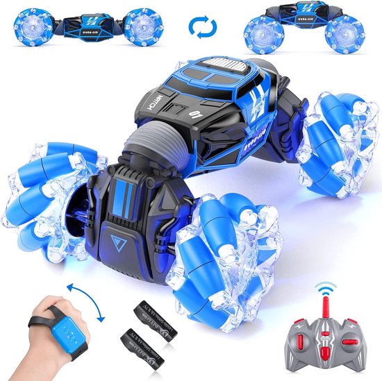 PowerExtra RC Stunt Car Blauw - Afstand Bestuurbare Stunt Auto - RC Auto voor binnen en buiten