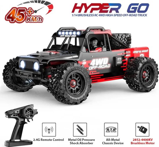 MJX Hyper Go 14209 - 4WD Brushless Desert Truck - Inclusief Extra Set Off Road Banden - Radiografisch Bestuurbare Racewagen