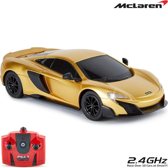 McLaren 675LT Speelgoed - Autospeelgoed - Speelgoed Voertuig - McLaren 675LT met Afstandsbediening - met Lichten - Goud - Op afstand bestuurbare Auto - Cadeau voor Jongeren/Kinderen