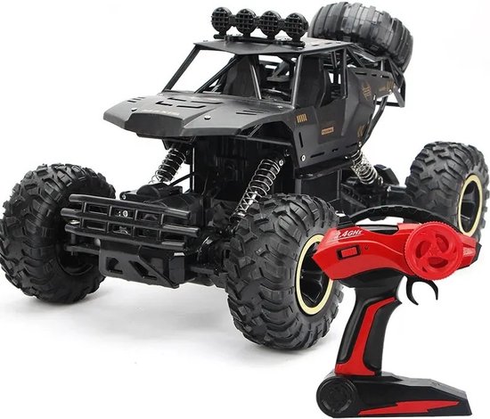 ProductPlein - Bestuurbare RC Auto Monstertruck - Led Verlichting - 2.4G Radio Afstandsbediening - 50m bereik - Off-Road Control Truck - Eenvoudige montage - Jongens Speelgoed Voor Kinderen - 37 x 23 x 20cm