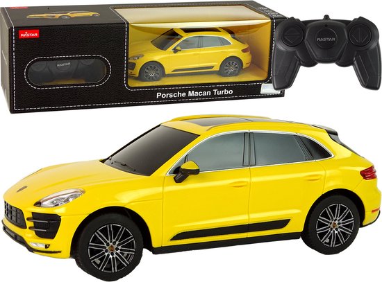 R/C auto - Porsche Macan Turbo - 19x7x7,5cm - 1:24 - geel