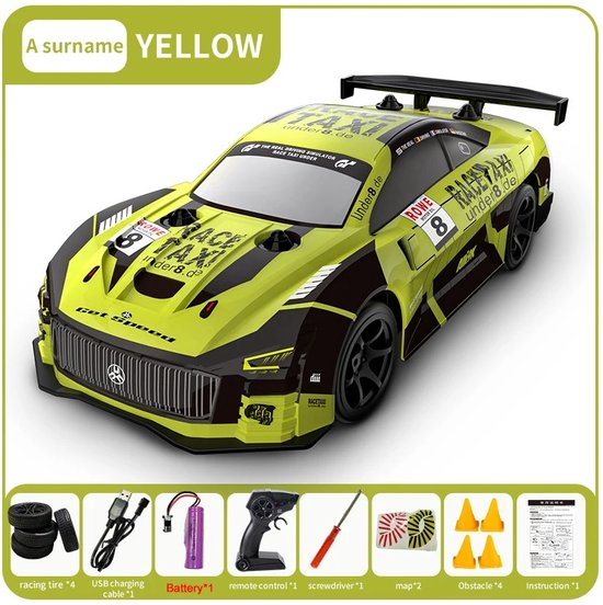 RC Auto - Drift RC Auto - Raceauto Speelgoed - Geel - Kerstcadeau