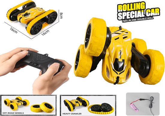 RC Stunt Car Crawler RAPIDLY 1:16 - 2IN1 afstand bestuurbaar speelgoed Stuntauto 2.4GHZ - Oplaadbaar