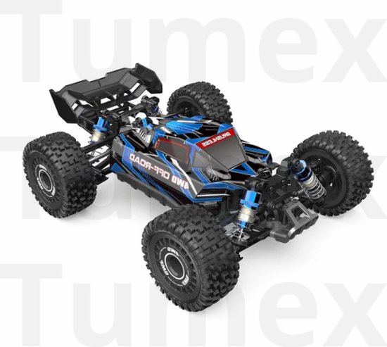 Tumex - RC Auto 1:16 - 70 km/h Bestuurbare Buggy - Met Borstelloze Motor - Elektrisch - 2,4GHz Controller - Met 3 Batterijen - Blauw