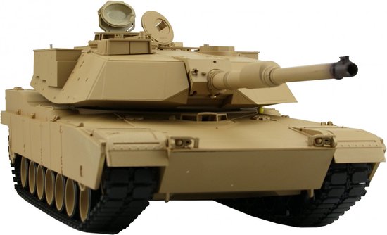 RC tank Heng Long Abrams M1A2 2.4GHZ met schietfunctie rook en geluid V7.0 en houten kist