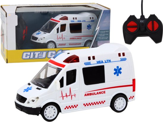 Playos® - RC Ambulance - Wit - Bestuurbare Auto - Rollenspel - Speelgoed - Sinterklaas - Kerst