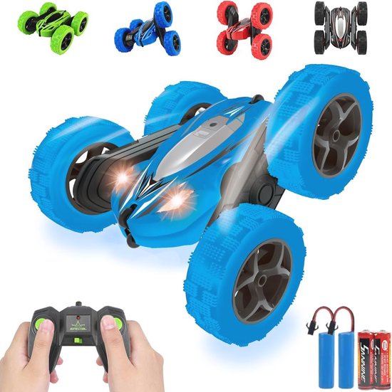 Op afstand bestuurbare stuntauto voor kinderen - 4x4 buggy met 360 graden flips en LED lichten