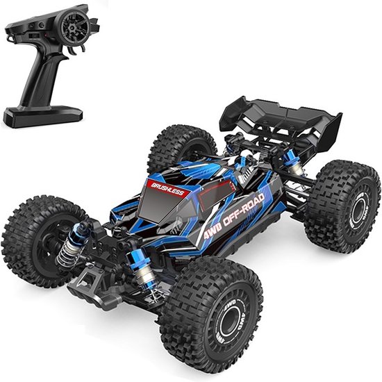 DrPhone RCX3 - RC 1:16 Auto 4WD – 70 km/h Bestuurbare Hyper Buggy Met Borstel loze Motor – RC Buggy – Auto Met Accu – 4WD Buggy Met 2,4GHZ Controller + 1 Extra Accu – Blauw