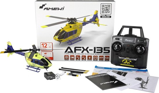 4-kanaals 6G RTF helikopter - Neon Geel-Blauw Alpine Air Ambulance