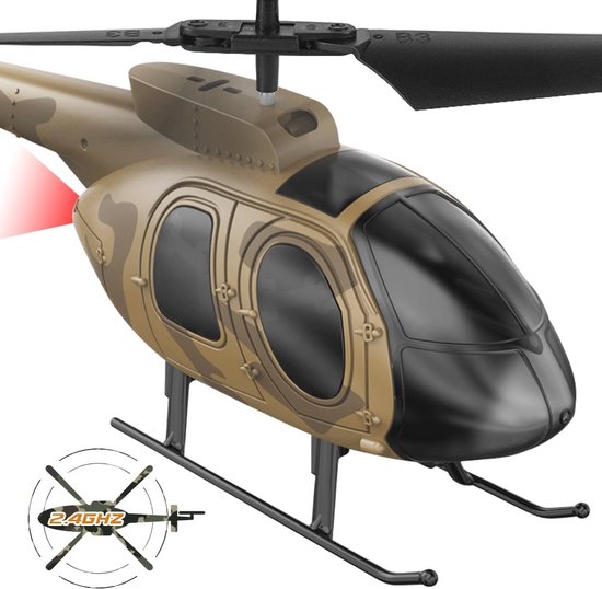 3-Kanaals RC Helicopter met Gyro - Camouflage Militair Speelgoed voor Jongens en Volwassenen