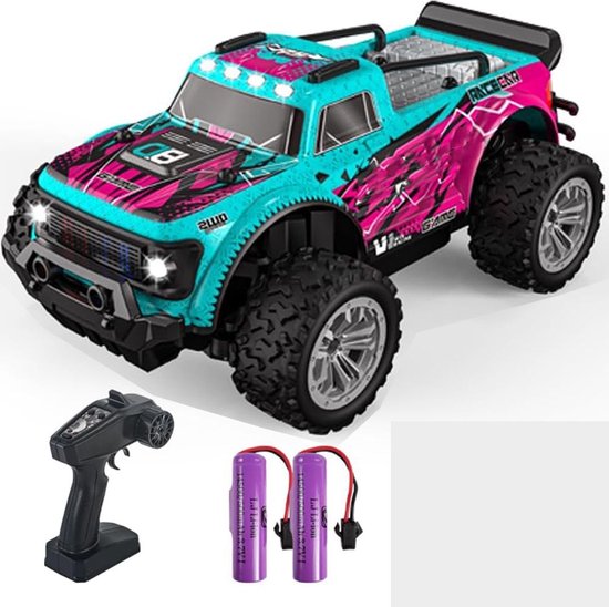 White-label® RC Auto Volwassenen - Bestuurbare Auto voor Buiten - Offroad - Cyaan en Roze