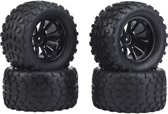 4 Stuks 1:10 RC Off-Road Truck Gummireifen met 10 Gaten - Geschikt voor Monster Trucks