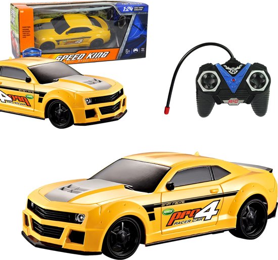 Playos® - RC Raceauto - Geel - 1:24 - Bestuurbare Auto - Rollenspel - Speelgoed - Sinterklaas - Kerst