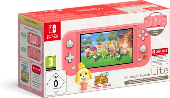 Nintendo Switch Lite - Animal Crossing: New Horizons + 12 maanden Lidmaatschap Bundel - Roze