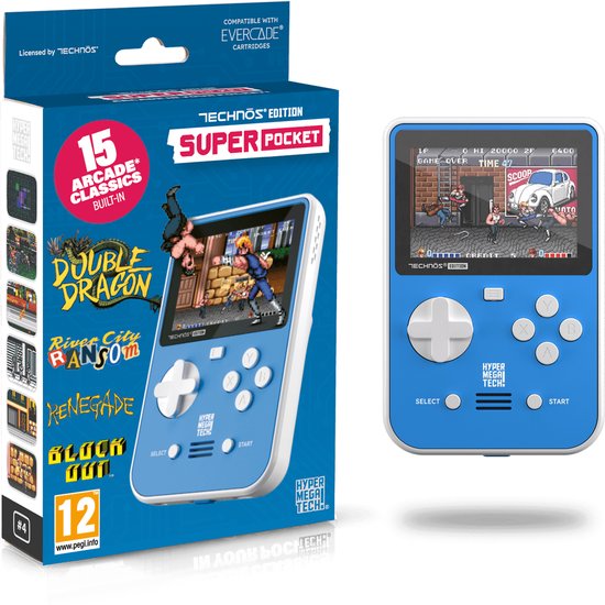 Technos - Super Pocket gaming handheld - 15 games - USB-C opladen - 5-uur speeltijd