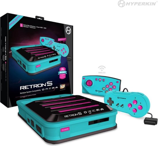 Hyperkin - RetroN 5 - HD gaming console voor Game Boy / Game Boy Color / Game Boy Advance / NES / Super NES / Super Famicom / Famicon / Genesis / Mega Drive / Master System (hyper beach blauw)