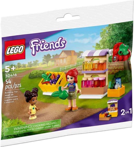 Lego Friends 30416 zakje met marktkraam + 2 mini figuren - biologische kraam of bakkerij winkel - Polybag