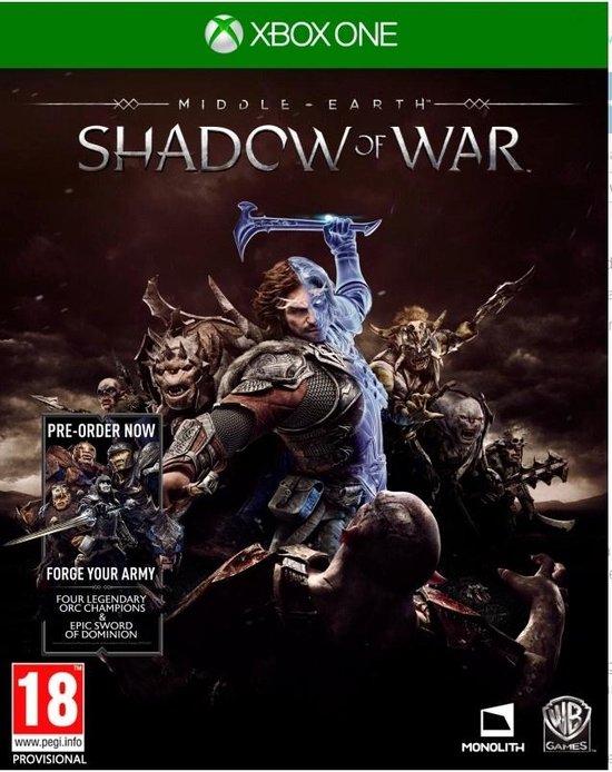 Warner Bros Middle-earth: Shadow of War, Xbox One, Xbox One, RP (Rating Pending), Fysieke media