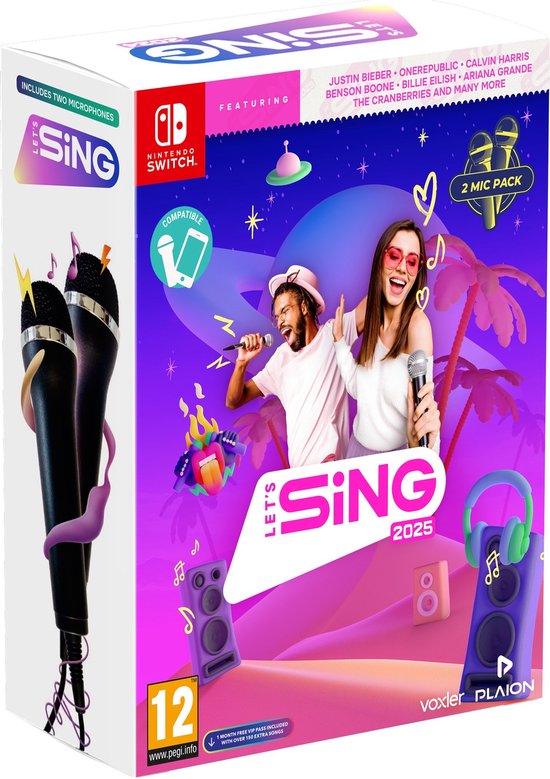 Let's Sing 2025 + 2 Microfoons - International Edition - Nintendo Switch