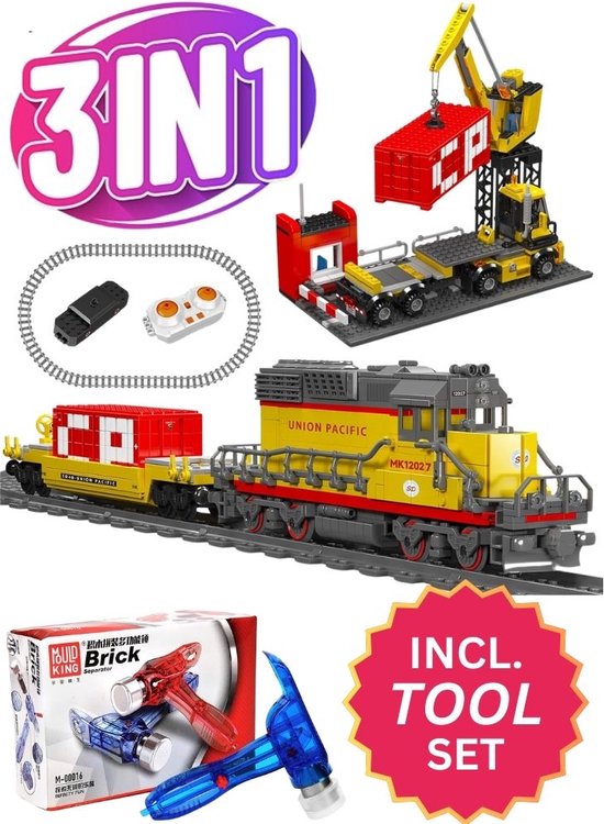 Mould King - Technic city treinstation | Elecktrisch trein met treinrails modelbouw | Creator classic treinen bouwpakket | Technische speelgoed ideas expert volwassenen & kinderen | 1170 bouwstenen icons modelbouw (compatibel met lego of mega bloks)