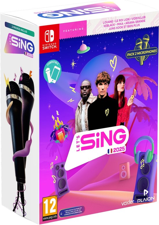 Let's Sing 2025 + 2 Microfoons - Franse Editie - Nintendo Switch