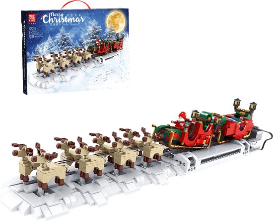 Mouldking 10015 - Kerst Slee - RC - Rendieren - Lego compatibel - Bouwset - 1318 onderdelen - Bestuurbaar - Creative - Technic