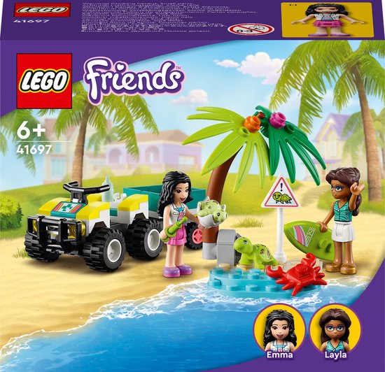 LEGO 41697 Friends Schildpadden Reddingsvoertuig Bouwset met Strandbuggy en Aanhanger, Zeedieren Speelgoed voor Kinderen van 6+ Jaar